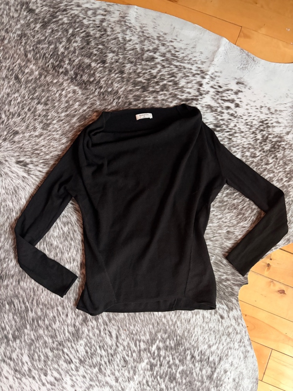 100% Merino Wool Babaton Black Long-Sleeve Cowl Sweater